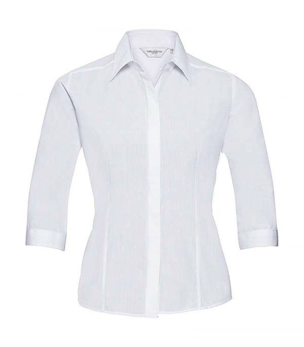 Driekwart Sleeve Poplin Shirt kleur Wit