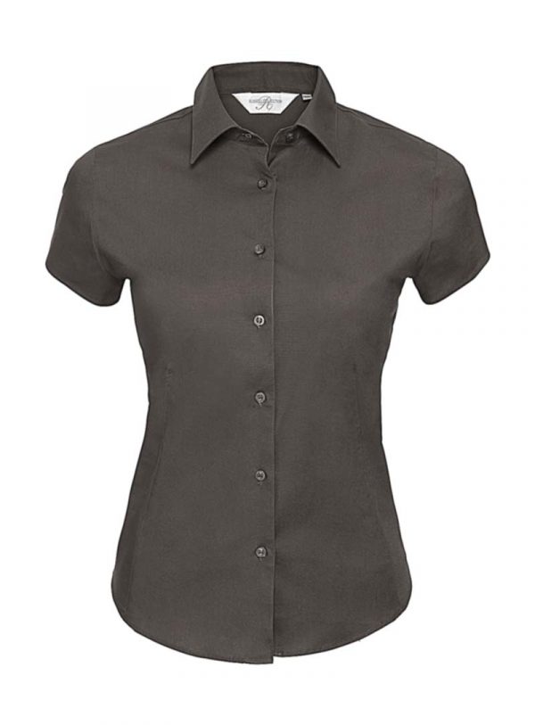 Fitted Short Sleeve Blouse kleur Chocolate