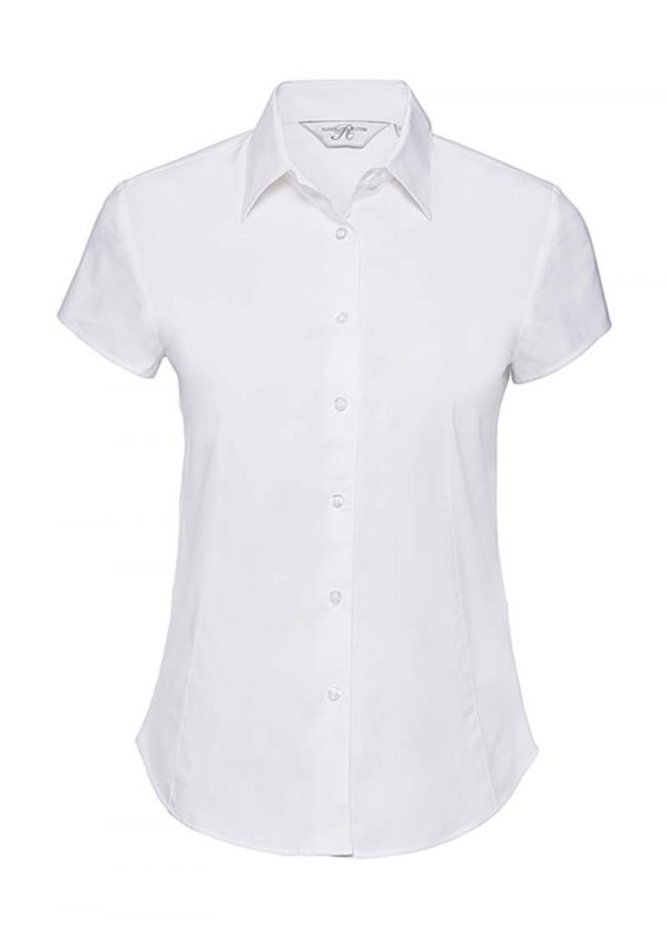 Fitted Short Sleeve Blouse kleur White