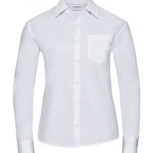 Russell Collection:Ladies Cotton Poplin Shirt LS R-936F-0.