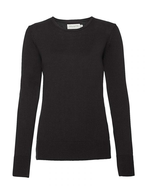 Ladies Crew Neck Knitted Pullover kleur Black