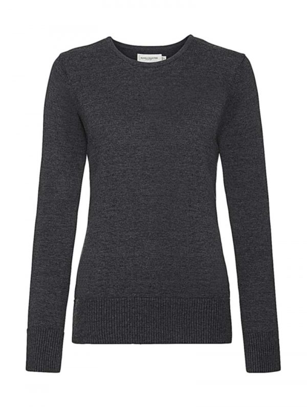 Ladies Crew Neck Knitted Pullover kleur Charcoal Marl