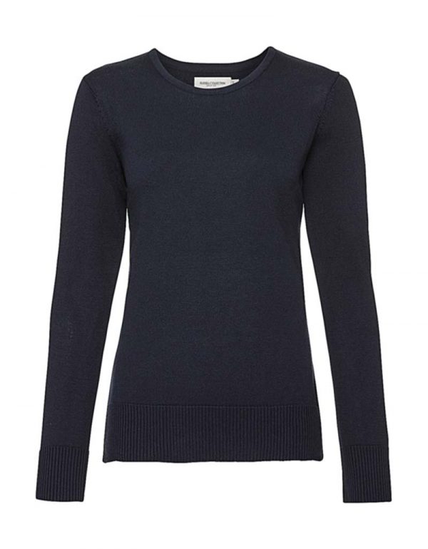 Ladies Crew Neck Knitted Pullover kleur French Navy