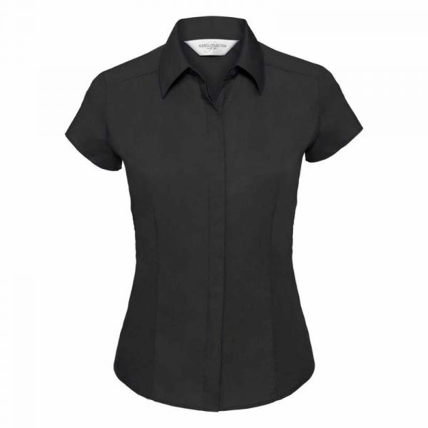 Ladies Fitted Poplin Shirt kleur Black