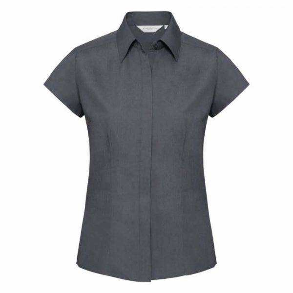 Ladies Fitted Poplin Shirt kleur Convoy Grey