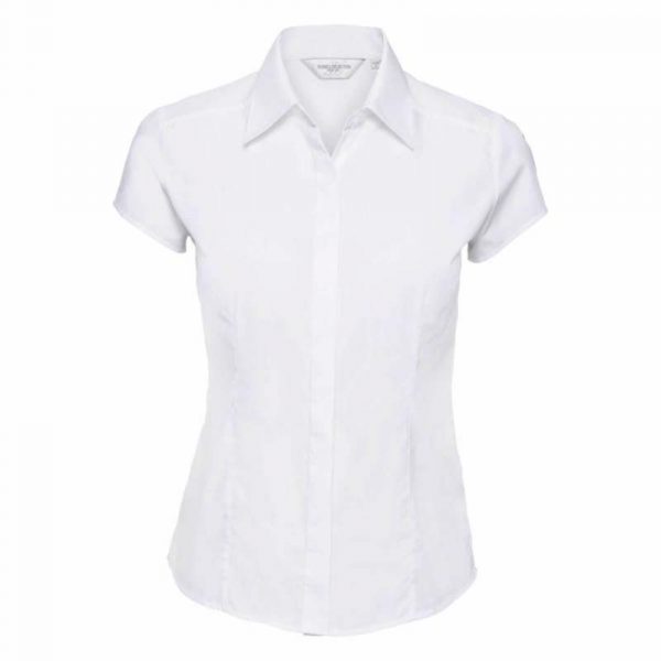 Ladies Fitted Poplin Shirt kleur White