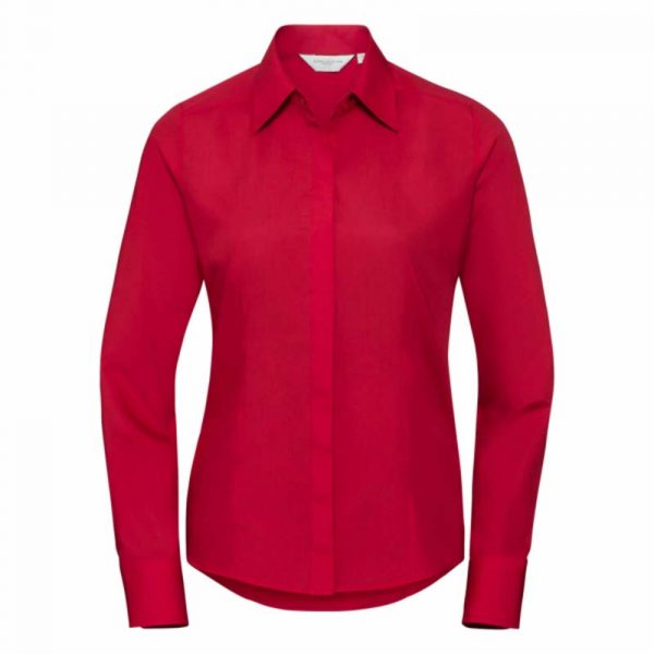 Ladies LS Fitted Poplin Shirt kleur Classic Red