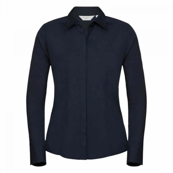 Ladies LS Fitted Poplin Shirt kleur French Navy