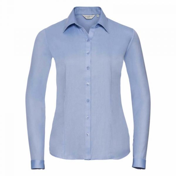 Ladies LS Herringbone Shirt kleur Light Blue