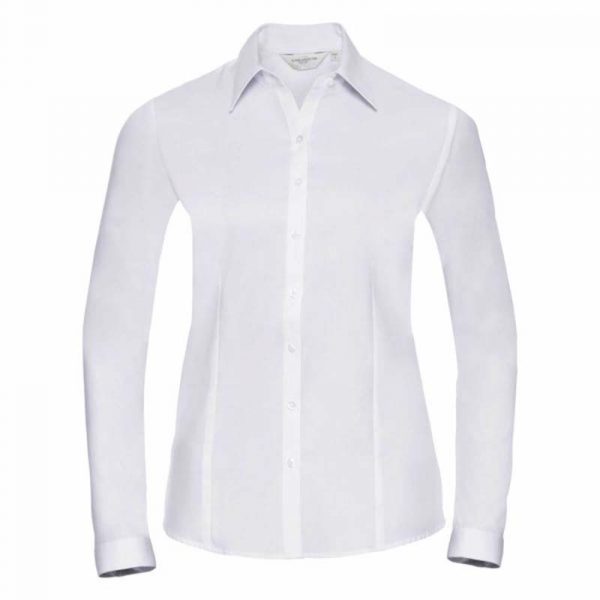Ladies LS Herringbone Shirt kleur White