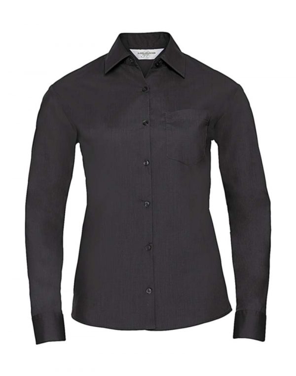 Ladies LS Poplin Shirt kleur Black