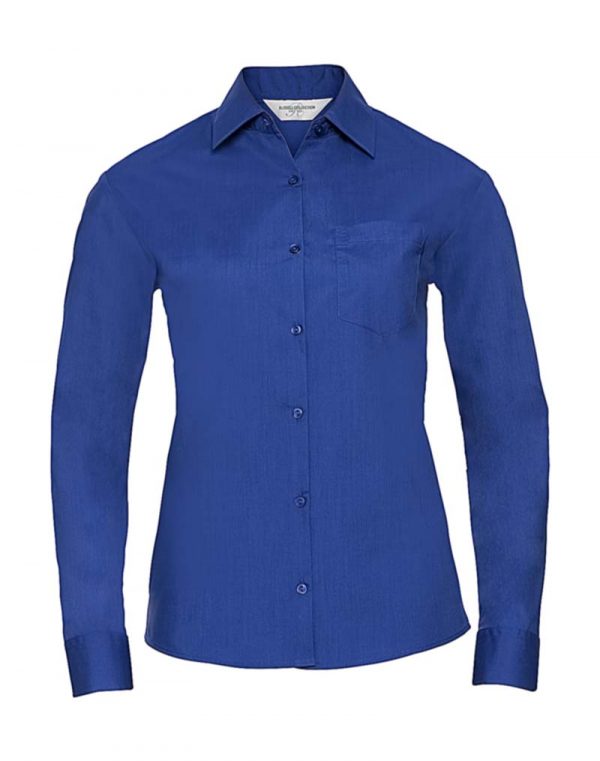 Ladies LS Poplin Shirt kleur Bright Royal