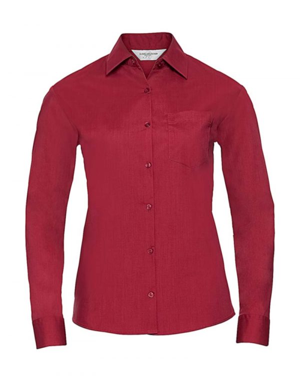 Ladies LS Poplin Shirt kleur Classic Red