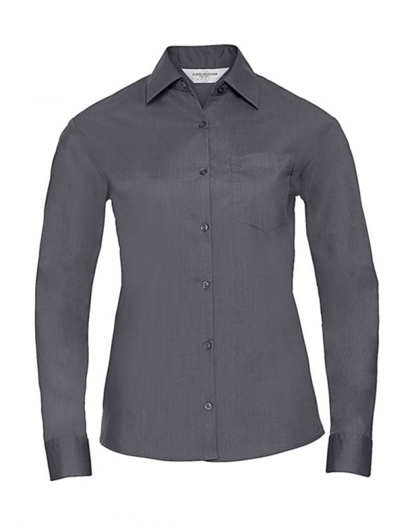 Ladies LS Poplin Shirt kleur Convoy Grey