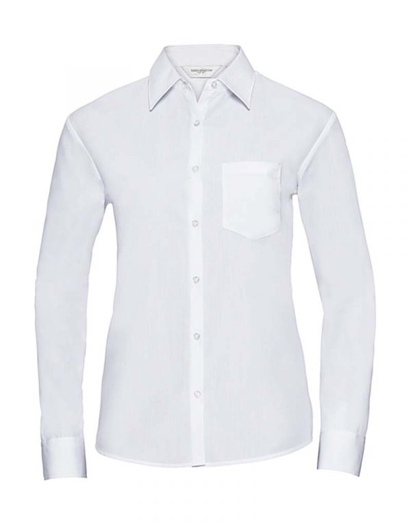 Ladies LS Poplin Shirt kleur White