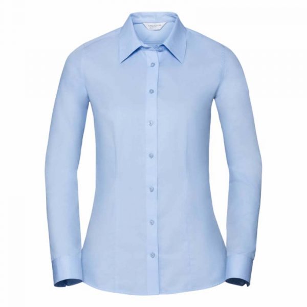 Ladies LS Tailored Coolmax Shirt kleur Light Blue