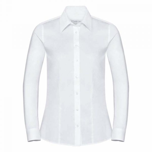 Ladies LS Tailored Coolmax Shirt kleur White