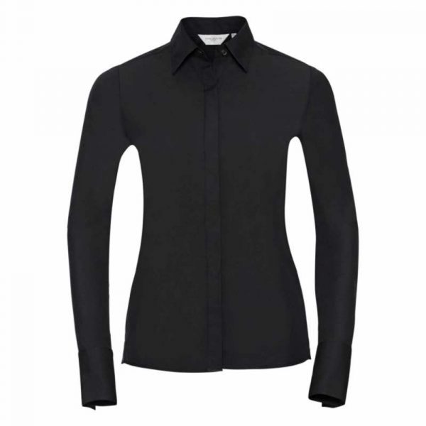 Ladies LS Ultimate Stretch Shirt kleur Black