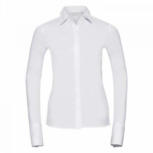 Ladies LS Ultimate Stretch Shirt kleur White