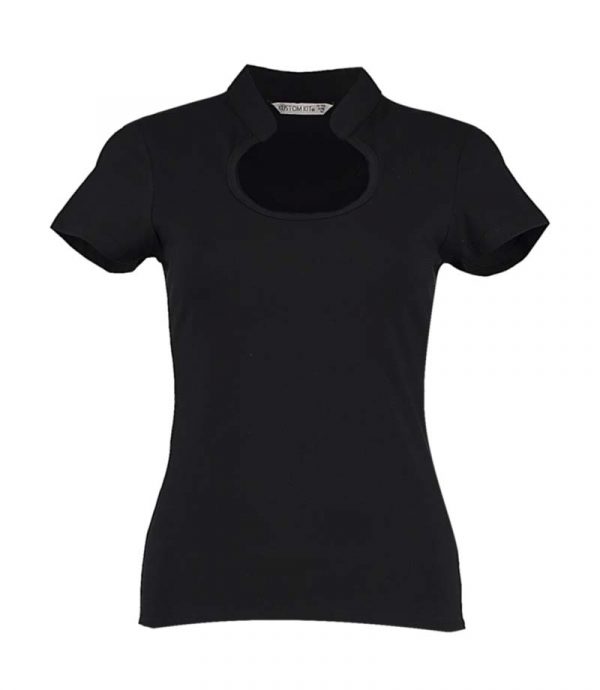 Regular Fit Keyhole Neck Top kleur Zwart