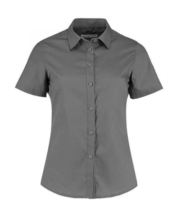 Womens Tailored Fit Poplin Shirt SSL kleur Graphite