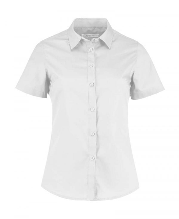 Womens Tailored Fit Poplin Shirt SSL kleur Wit