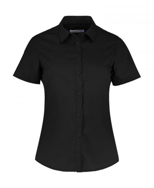 Womens Tailored Fit Poplin Shirt SSL kleur Zwart