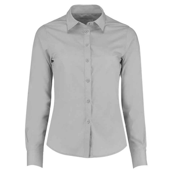 Womens Tailored Fit Poplin Shirt kleur LichtGrijs