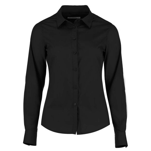 Womens Tailored Fit Poplin Shirt kleur Zwart