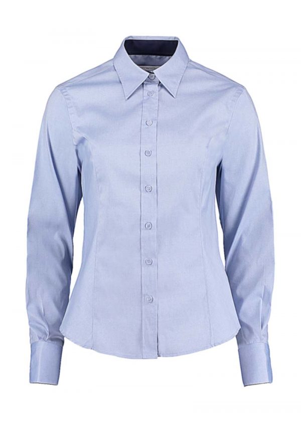 Womens Tailored Fit Premium Contrast Oxford Shirt kleur Light Blue Navy