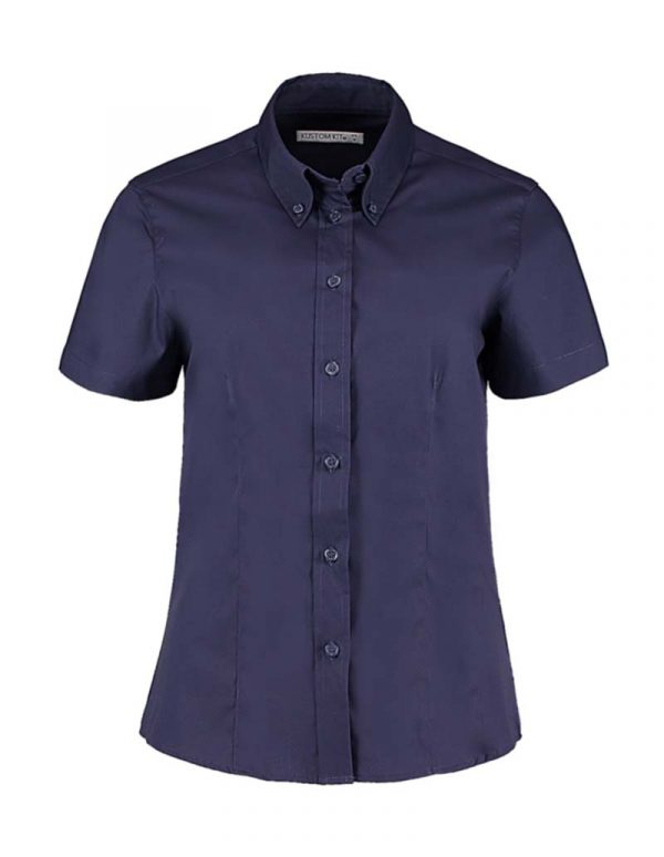 Womens Tailored Fit Premium Oxford Shirt SSL kleur Midnight Navy