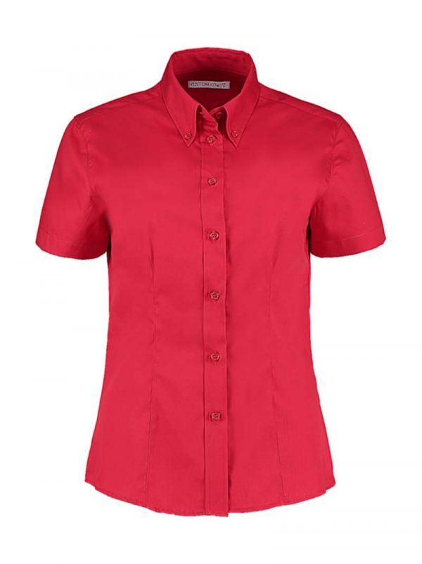 Womens Tailored Fit Premium Oxford Shirt SSL kleur Rood