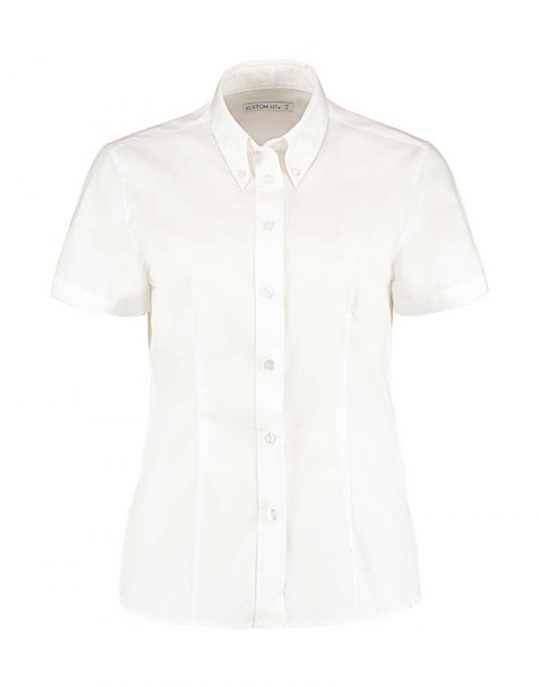 Womens Tailored Fit Premium Oxford Shirt SSL kleur Wit