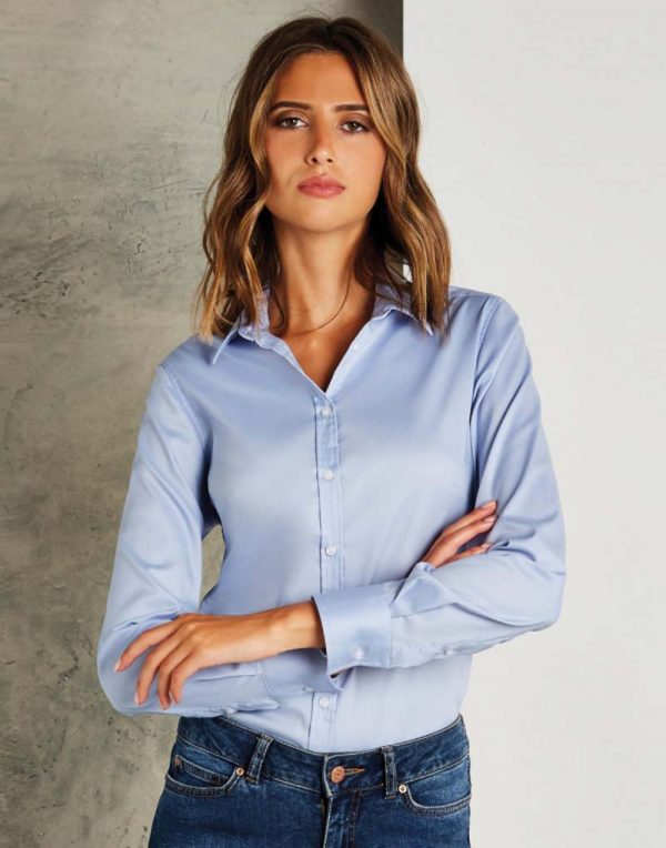 Womens Tailored Fit Stretch Oxford Shirt LS kleur Light Blue