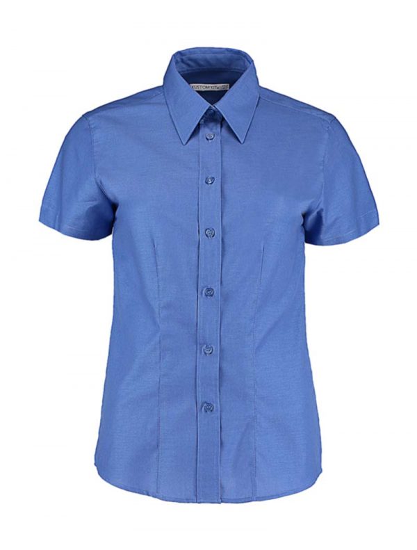 Womens Tailored Fit Workwear Oxford Shirt SSL kleur Italian Blue