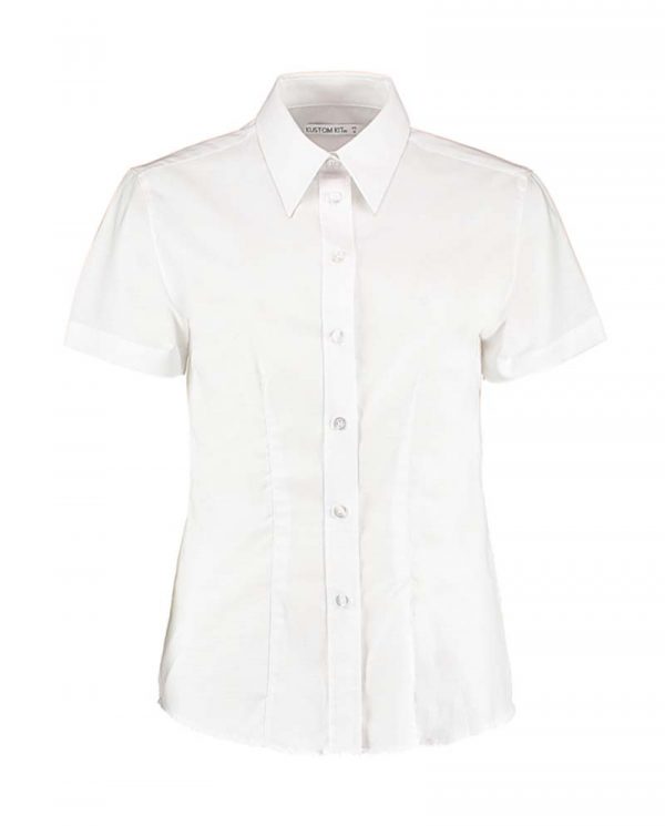 Womens Tailored Fit Workwear Oxford Shirt SSL kleur White