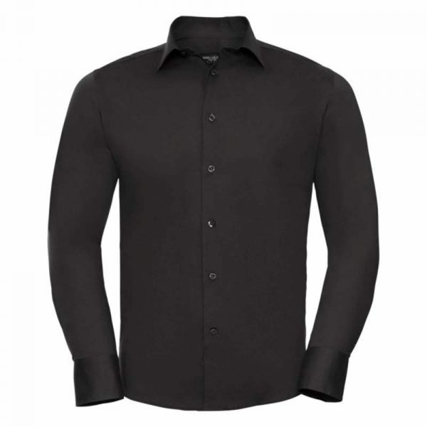 Fitted Long Sleeve Stretch Shirt kleur Black