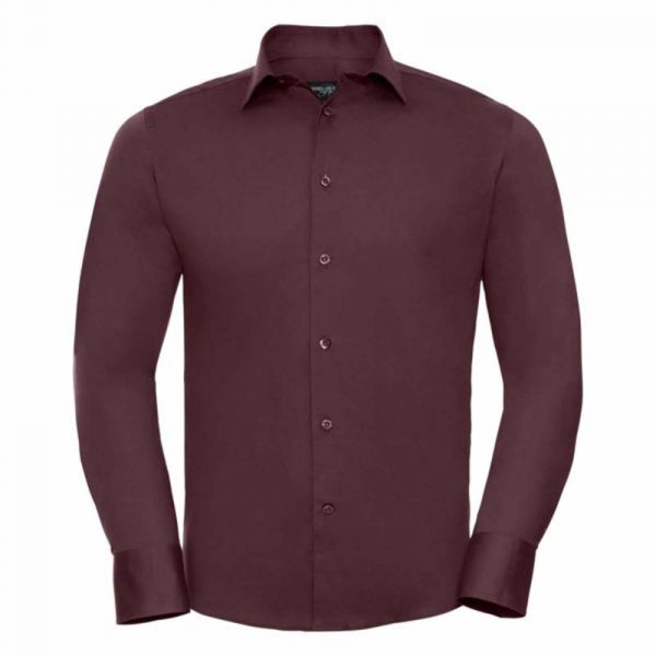 Fitted Long Sleeve Stretch Shirt kleur Port