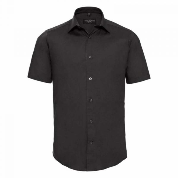 Fitted Short Sleeve Stretch Shirt kleur Black