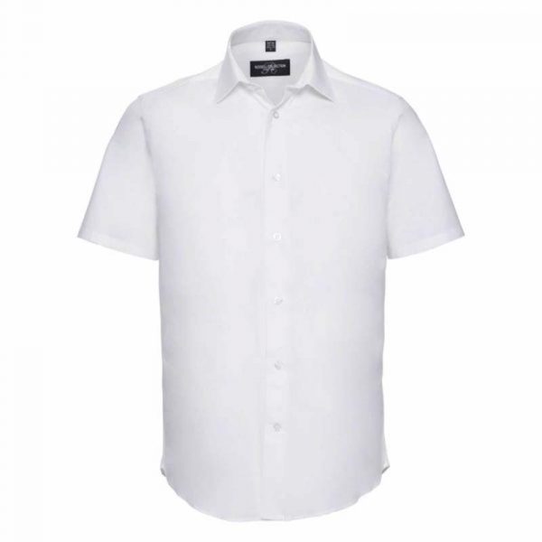 Fitted Short Sleeve Stretch Shirt kleur White