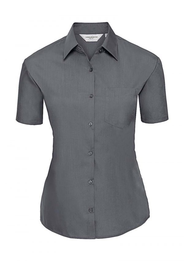 Ladies Poplin Shirt kleur Convoy Grey