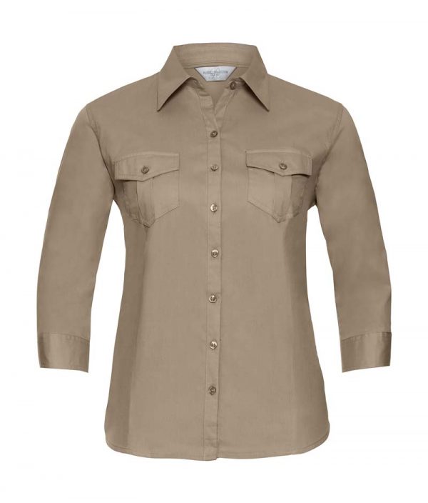 Ladies Roll 34 Sleeve Shirt kleur Khaki