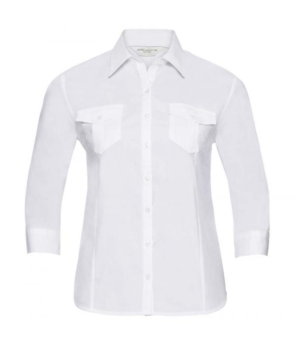 Ladies Roll 34 Sleeve Shirt kleur White