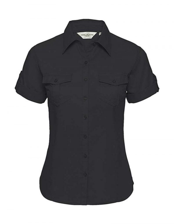 Ladies Roll Sleeve Shirt kleur Black