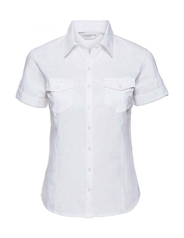 Ladies Roll Sleeve Shirt kleur White