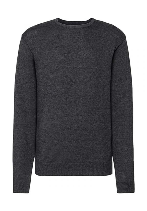 Mens Crew Neck Knitted Pullover kleur Charcoal Marl