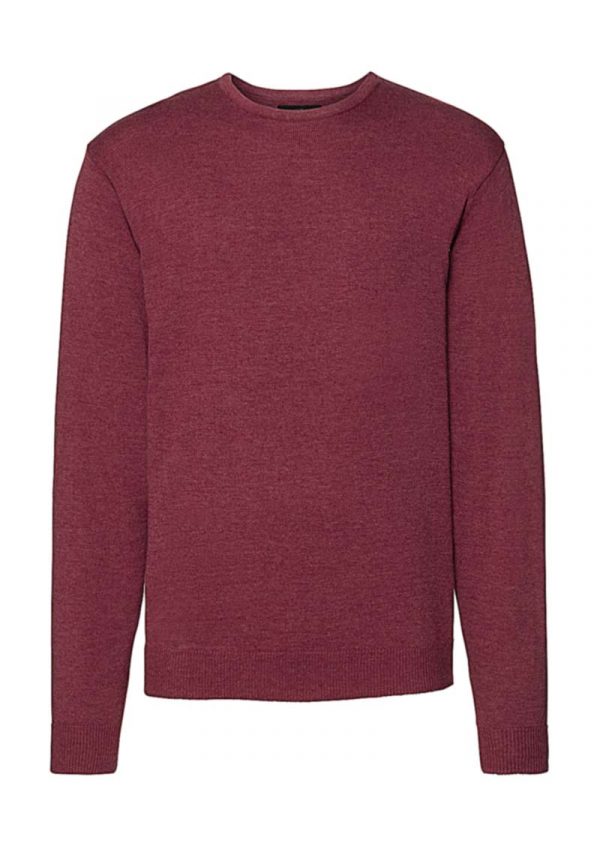Mens Crew Neck Knitted Pullover kleur Cranberry Marl