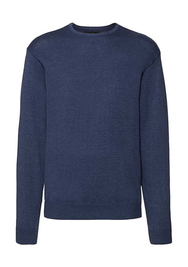 Mens Crew Neck Knitted Pullover kleur Denim Marl