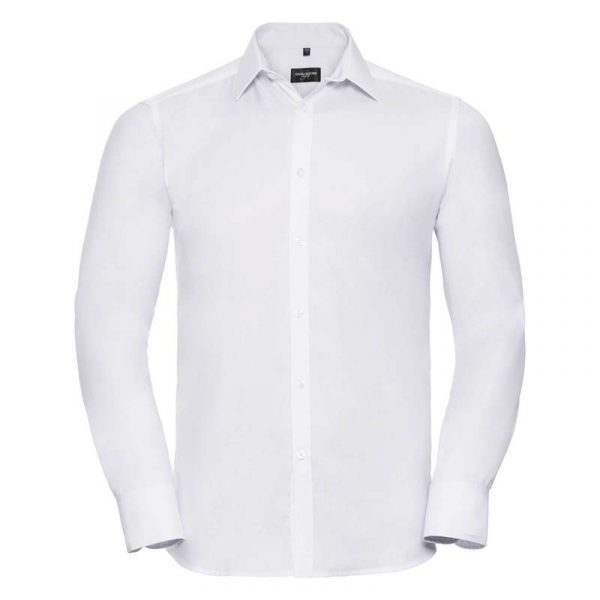 Mens LS Herringbone Shirt kleur White