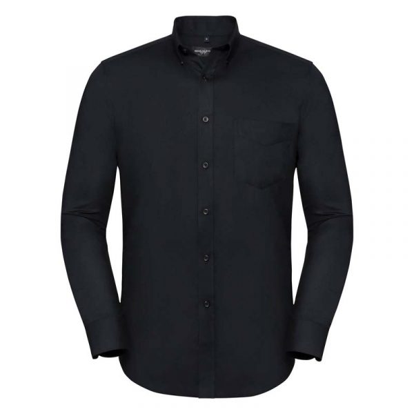 Mens LS Tailored Button Down Oxford Shirt kleur Black